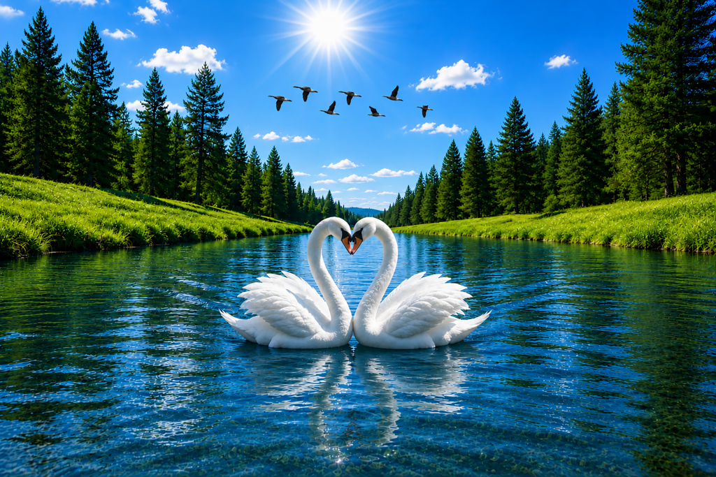 se a04 swan love heart wall art